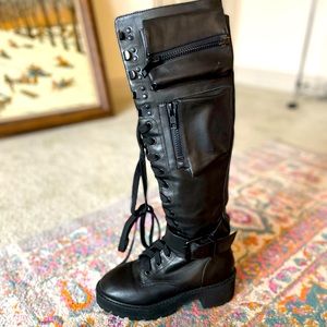 ❤️Rave knee-high utility punk Combat Boots